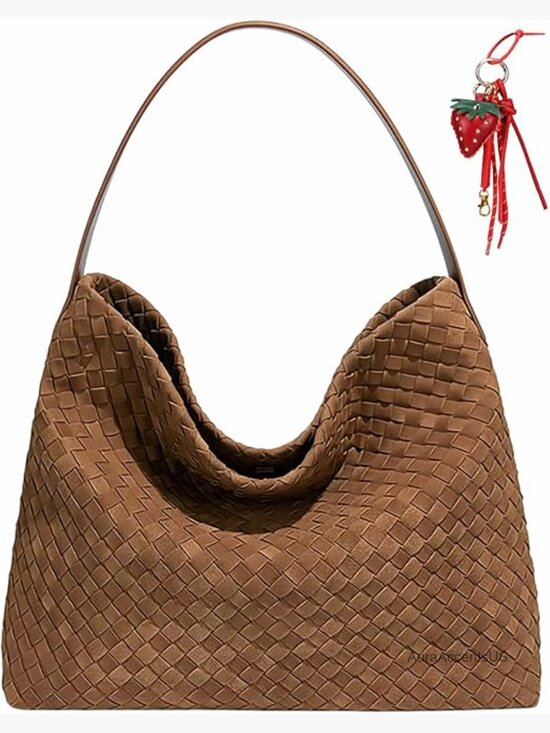 Handbags - Woven Suede Shoulder Bag Hobo Tote Satchel Crossbody Work Travel